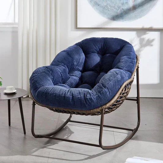 Oversized Papasan Swing Seat with Rocking Base – Curved Rattan Design
